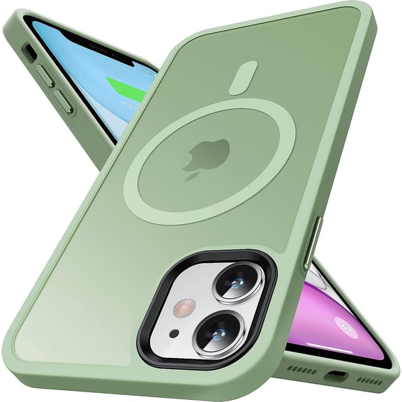 Magnetic for iPhone 11 Case, [Military Grade Drop Tested] [Compatible with MagSafe] Shockproof Translucent Hard Back Soft Slim Protective Case for iPhone 11, Matcha Green