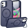 thumbnail image 1 of Magnetic iPhone 11 Case with Screen Protector, Built-in Metal Camera Kickstand,[Compatible with Magsafe] [Wireless Charging] Matte Protective Phone Cover 6.1" for Men, Women, Girls - Blue, 1 of 14