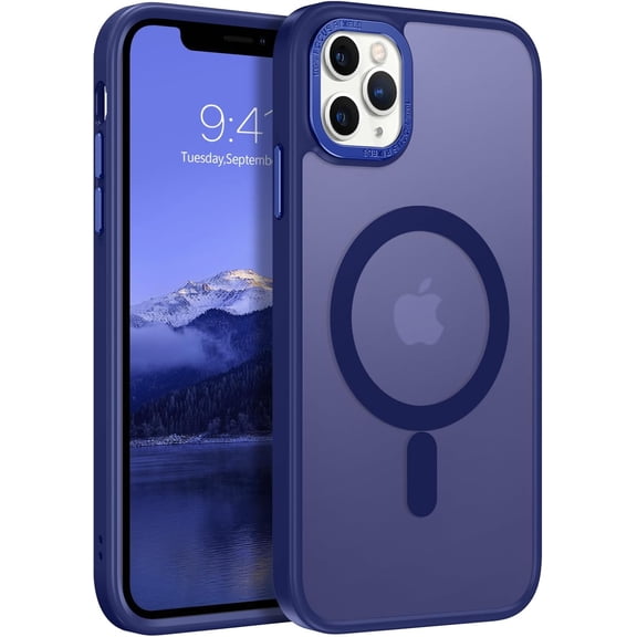 Magnetic for iPhone 11 Pro Max Case, [Compatible with MagSafe] Translucent Matte Frosted Anti-Fingerprint Slim Shockproof Women Men Protective Case for iPhone 11 Pro Max 6.5",Bright Blue