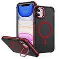 thumbnail image 1 of Magnetic for iPhone 11 Stand Case [Compatible with MagSafe] [Military Grade Drop Protection] [Lens Folded Bracket] Slim Grip Matte Shockproof with Anti-Fingerprint Phone Case,Red, 1 of 8