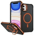 thumbnail image 1 of Magnetic for iPhone 11 Stand Case [Compatible with MagSafe] [Military Grade Drop Protection] [Lens Folded Bracket] Slim Grip Matte Shockproof with Anti-Fingerprint Phone Case,Orange, 1 of 8