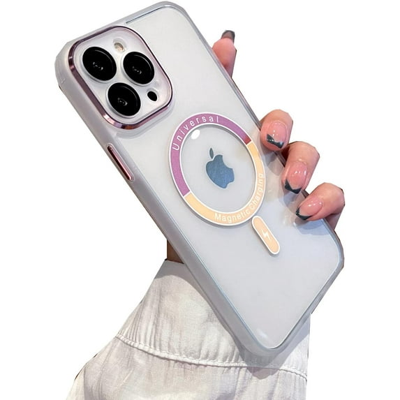 Magnetic for iPhone 12 Case Compatible with MagSafe Camera Protection for Women Men, Hard Clear Back Cover, Luxury for iPhone 12 Phone Cases (iPhone 12, White)