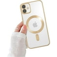 thumbnail image 1 of Magnetic for iPhone 12 Case,Electroplated Clear Slim iPhone 12 (6.1 inch) Phone Case with Camera Protection,Shockproof iPhone 12 (6.1 inch) Case Compatible with MagSafe, Gold Edge, 1 of 13