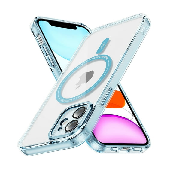 Magnetic for iPhone 12 Case, [Fit for MagSafe] [Never Yellowing] [Military Grade Rugged Durable Protection] Back Slim Clear Wireless Charging Shockproof Premium Phone Case,Blue