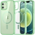thumbnail image 1 of Magnetic for iPhone 12 Case,iPhone 12 Pro case, [Compatible with MagSafe][Clear Hard Back with Soft TPU Bumper][12FT Military Grade Drop Protection] Shockproof Phone Case,Clear ice Green, 1 of 14