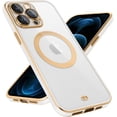 thumbnail image 1 of Magnetic for iPhone 12 Pro Case Built-in Camera Lens Cover [Compatible with Magsafe] Plating Soft Anti-Scratch Shockproof Transparent Back Cover 6.1 Inch - Clear White, 1 of 14