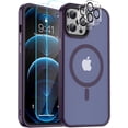 thumbnail image 1 of Magnetic for iPhone 12 Pro Max Case, [Compatible with MagSafe] 2X [ Tempered Glass Screen Protector+Camera Lens Protector] Slim Phone Case,Matte Purple, 1 of 14