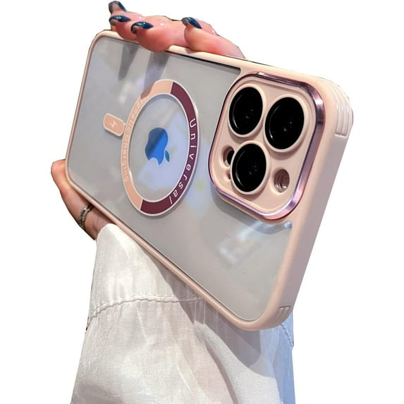 Magnetic for iPhone 12 Pro Max Case Compatible with MagSafe Camera Protection for Women Men, Hard Clear Back Cover, Luxury for iPhone 12 Pro Max Phone Cases (Iphone12ProMax, Pink)