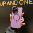 thumbnail image 1 of Magnetic for iPhone 12 Pro Max Case, Upgraded [Camera Lens Protection] [Compatible with Magsafe] [Translucent Matte] Shockproof Protective Phone Case Cover for iPhone 12 Pro Max - Darkpurple, 1 of 7