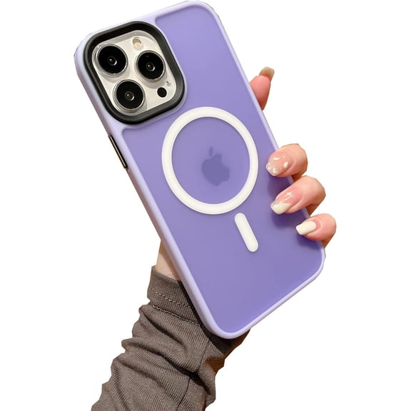 Magnetic for iPhone 12 Pro Max Case Wireless Charging Anti-Fingerprint Compatible with MagSafe for Women Men, Hard Translucent Matte Back Cover, Luxury Phone Cases (for iphone12ProMax, Purple)