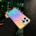 thumbnail image 1 of Magnetic for iPhone 12 Pro Max Case Women Girls, [Holographic Iridescent Color Changing Effect] Fashion Slim Cute and Shockproof Anti-fall Protective Transparent Dazzling Color Phone Case Cover,C, 1 of 7