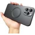 thumbnail image 1 of Magnetic for iPhone 12 Pro Max Case for Women, Shockproof Matte Luxury Metallic Luster Design with Full Camera Lens Protector, Compatible with Magsafe Case for iPhone 12 Pro Max 6.7"-Black, 1 of 13
