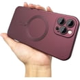 thumbnail image 1 of Magnetic for iPhone 12 Pro Max Case for Women,Shockproof Matte Luxury Metallic Luster Design with Full Camera Lens Protector, Compatible with Magsafe Case for iPhone 12 Pro Max 6.7"-Red Wine, 1 of 13
