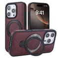 thumbnail image 1 of Magnetic for iPhone 12 Pro / iPhone 12 6.1" Case with Ring Stand, Protective PU Leather Phone Case Grip Loop, Compatible with Mag-Safe, Built-in Kickstand Cover for iPhone 12 Pro / 12 6.1", Winered, 1 of 10