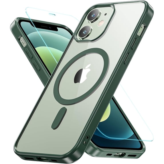 Magnetic for iPhone 12/iPhone 12 Pro Case, Compatible with MagSafe, Protection Protective Phone Case Shockproof Cover for iPhone 12/iPhone 12 Pro (Green)
