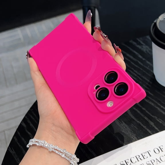 Magnetic for iPhone 13 Case [Compatible with Mag-Safe] [Built-in Camera Lens Protector] Slim Silicone TPU Bumper Shockproof Corners Protection Phone Cover for iPhone 13, Rose