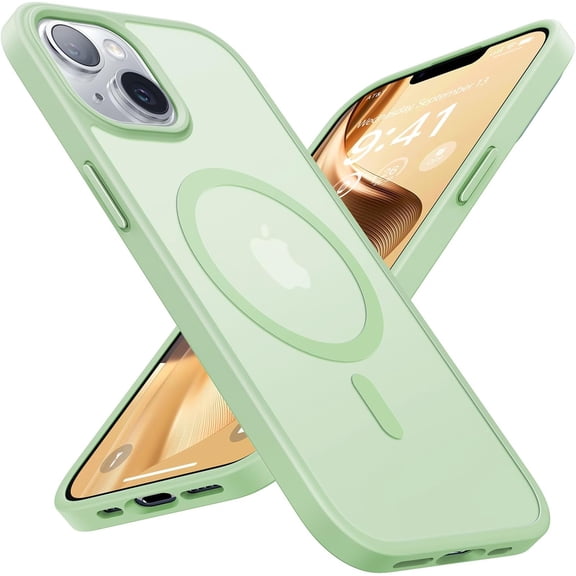 Magnetic for iPhone 13 Case Compatible with MagSafe, [16FT Drop Protection] Shockproof iPhone 13 Phone Case for MagSafe Wallet Sleeve, Magnetic Car Holder, Magnetic Charger, Light Green