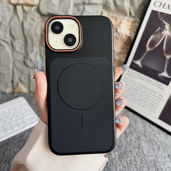 Magnetic for iPhone 13 Case, [Compatible with MagSafe] Luxury Slim Thin Shockproof Metallic Paint Hard PC Glossy Skin Friendly Drop Protective Phone Case for iPhone 13, Black