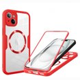 thumbnail image 1 of Magnetic for iPhone 13 Case, [Non-Yellowing Clear] Cover Compatible with MagSafe, Built-in Screen Protector & Support Car Mount Holder & Upgraded Camera Protection Shockproof Case, Red, 1 of 8
