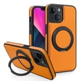 thumbnail image 1 of for Magnetic iPhone 13 Case, PU Leather Phone Case [Compatible with MagSafe] Rotatable Ring Holder Kickstand Design Shockproof Women Men Girls Boys Protective Phone Cover,Orange, 1 of 6