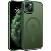 Magnetic for iPhone 13 Case/iPhone 14 Case Compatible with Magsafe Translucent Matte Slim Anti-Scratch Military Grade Protective Phone Case for iPhone 13/iPhone 14 for Men, Deep Green