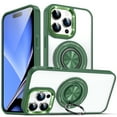 thumbnail image 1 of Magnetic for iPhone 13 Pro Case with 360° Ring Holder Kickstand [Compatible with MagSafe][Support Car Mount] Clear Non-Yellowing Shockproof Protection Phone Cover for iPhone 13 Pro, Green, 1 of 9