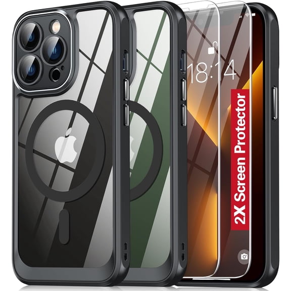 Magnetic for iPhone 13 Pro Case Clear,[Compatible with MagSafe][Strong N52 Magnets][Anti-Yellowing] iPhone 13 Pro Phone Case with [Full Camera Lens Protection] (YY-Black)