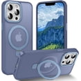 thumbnail image 1 of Magnetic for iPhone 13 Pro Case with Ring Stand, [10 FT Drop Protection] [Velvety Touch] Slim Translucent Matte Back Shockproof Phone Case for iPhone 13 Pro 6.1'', Sierra Blue, 1 of 14