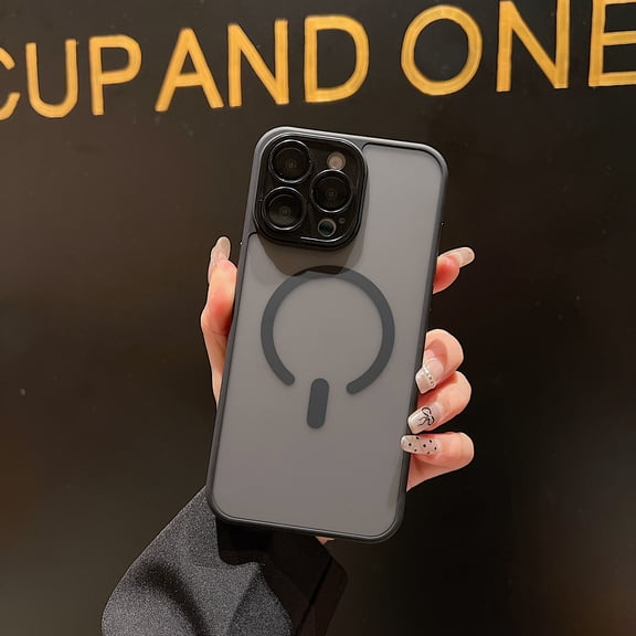 Magnetic for iPhone 13 Pro Case, Upgraded [Camera Lens Protection] [Compatible with Magsafe] [Translucent Matte] Shockproof Protective Phone Case Cover for iPhone 13 Pro - Black