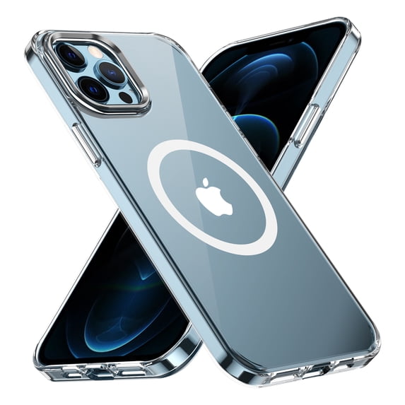 Magnetic for iPhone 13 Pro Clear Case Compatible with Magsafe Military-Grade Protection Shockproof Phone Bumper,Anti-Scratch Drop Proof Anti-Fingerprint Clear Hard Back Cover Back,Silver