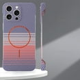 thumbnail image 1 of Magnetic for iPhone 13 Pro Frameless Case,  Slim Borderless Fiber Texture Lightweight Hard Protective Case Compatible with Mag-Safe, Shockproof Anti-Scratch Cover for iPhone 13 Pro, Orange, 1 of 8