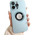 thumbnail image 1 of Magnetic for iPhone 13 Pro Max Case, Compatible with MagSafe, Camera Lens Film Protection Shockproof Cases for Women Men Logo View Plating Glossy Cover 6.7"(Light Blue), 1 of 10