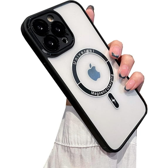 Magnetic for iPhone 13 Pro Max Case Compatible with MagSafe Camera Protection for Women Men, Hard Clear Back Cover, Luxury for iphone13 Pro Max Phone Cases (for iPhone 13ProMax (6.7inch), Black)