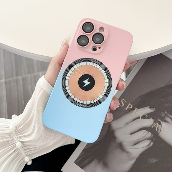 Magnetic iPhone 13 Pro Max Case [Compatible with MagSafe], Cute Gradient Color Case for Women & Men, Soft TPU Shockproof with Camera Lens Protector Case for iPhone 13 Pro Max, Pink+Skyblue