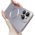 thumbnail image 1 of Magnetic iPhone 13 Pro Max Case [Compatible with MagSafe] [Full Camera Cover Protection] for Women & Men, Cute Luxury Matte Metallic Luster Design Compatible with iPhone 13 Pro Max-Silver, 1 of 9