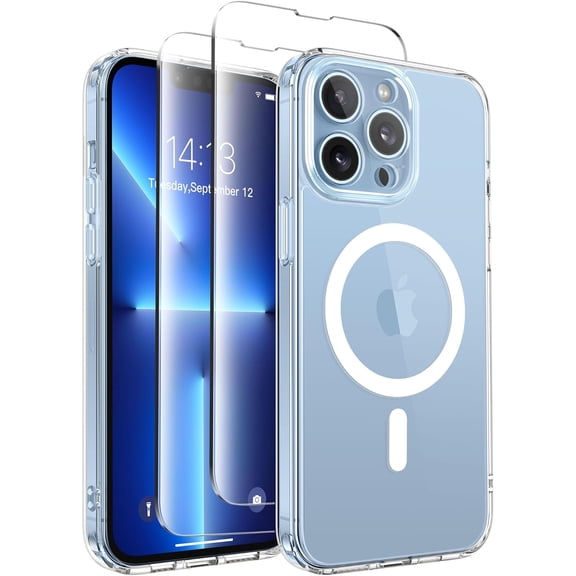 Magnetic for iPhone 13 Pro Max Case, [Compatible with MagSafe] [Full Camera Protection] Shockproof Protective Slim Translucent Matte Phone Case for iPhone 13 Pro Max 6.7'', Clear