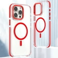 thumbnail image 1 of Magnetic for iPhone 13 Pro Max Case, Hybrid Air Protection [Compatible with MagSafe] [Military-Grade Protection] Crystal Clear Hard Back&Soft TPU Frame Shockproof Protective case,Red, 1 of 8