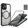 thumbnail image 1 of Magnetic for iPhone 13 Pro Max Case, [Non-Yellowing Clear] Cover Compatible with MagSafe, Built-in Screen Protector & Support Car Mount Holder & Upgraded Camera Protection Shockproof Case, Black, 1 of 8