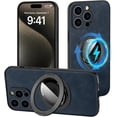 thumbnail image 1 of Magnetic for iPhone 13 Pro Max Case with Stand Compatible with MagSafe Authentic Sheep Bark Skin Ultra Thin 360° Rotation Bracket Anti-Scratch Mil-Grade Drop Protection Case, Blue, 1 of 8