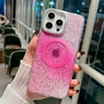 thumbnail image 1 of Magnetic for iPhone 13 Pro Max Case Transparent Glitter [Compatible with Mag-Safe] Diamond-set Around Camera Bling Sequin Sparkle Anti-fall Shockproof Protective Rugged Phone Cover Case,Pink, 1 of 8