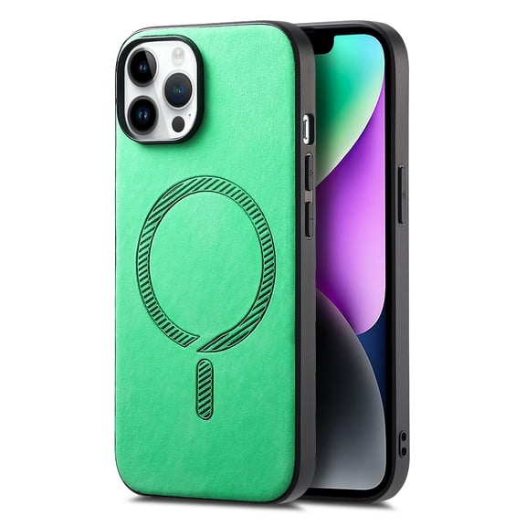 Magnetic for iPhone 13 Pro Max PU Leather Case, [Compatible with Mag-Safe] Slim Shockproof Protective Phone Cove Support Car Mount Holder for iPhone 13 Pro Max, Green