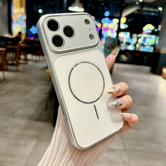 Magnetic For iPhone 13 Pro Max Phone Case,Compatible with Mag-Safe,Built-in Lens Peotector,Case Design Like a real mobile phone,Ultra Slim Rugged Shockproof Anti-fall Phone Case,White