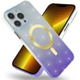 thumbnail image 1 of Magnetic for iPhone 13 Pro Max Phone Case for Women/Men，MagSafe Gradation Color Glitter Hard Case, Military Grade Drop Protection Shockproof Protective Case 6.7inch- Silver Gradation Purple, 1 of 14