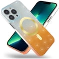 thumbnail image 1 of Magnetic for iPhone 13 Pro Max Phone Case for Women/Men，MagSafe Gradation Color Glitter Hard Case, Military Grade Drop Protection Shockproof Protective Case 6.7inch- Silver Gradation Gold, 1 of 13
