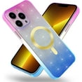 thumbnail image 1 of Magnetic for iPhone 13 Pro Max Phone Case for Women/Men, MagSafe Gradation Color Glitter Hard Case, Military Grade Drop Protection Shockproof Protective Case 6.7inch- Purple Gradation Blue, 1 of 7