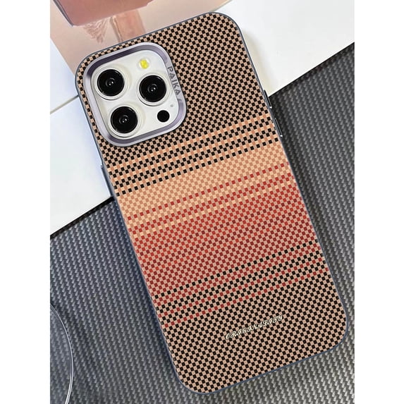 Magnetic For iPhone 13 Pro Phone Case,Compatible with Mag-Safe,Gradual Checkerboard Pattern Design,Shockproof Military-Grade Protection Rugged Ultra Slim Thin Fit Phone Case,Red