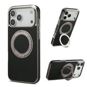 Magnetic for iPhone 13 Pro Premium PU Leather Case, Classic Invisible Ring Holder Stand [Compatible with MagSafe] Ultra Slim Kickstand Shockproof Drop Protective Phone Case Cover, Black