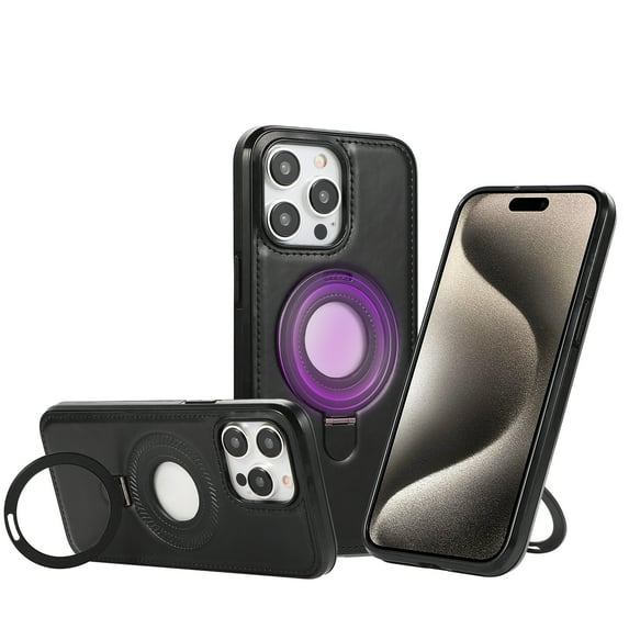 Magnetic for iPhone 13 Pro Vintage PU Leather Case, Business Invisible Stand [Compatible with Magsafe] Wireless Charging Ultra Slim Kickstand Phone Case Cover for iPhone 13 Pro, Black