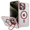 thumbnail image 1 of Magnetic for iPhone 14/13 Case with Camera Cover Kickstand, [Compatible with MagSafe] Transparent Matte Ultra Slim Anti-Scratch Luxury Phone Case Cover for iPhone 14/13, Red, 1 of 8