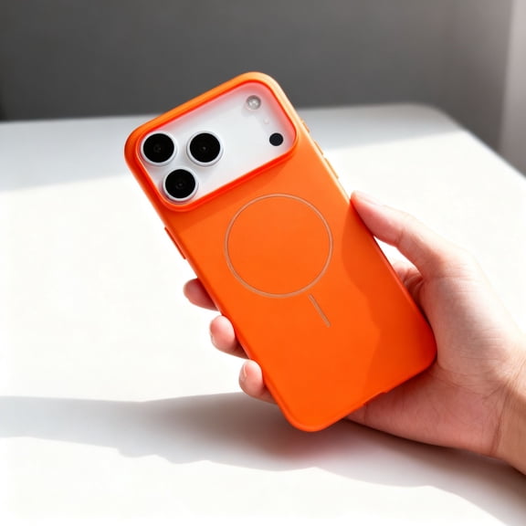 Magnetic For iPhone 14/13 Phone Case,Ultra Slim Skin-feel Back,Compatible with Mag-Safe,Shockproof Anti-fall Drop Protection,Lightweight Rugged Anti-Scratch Thin Fit Phone Case,Orange